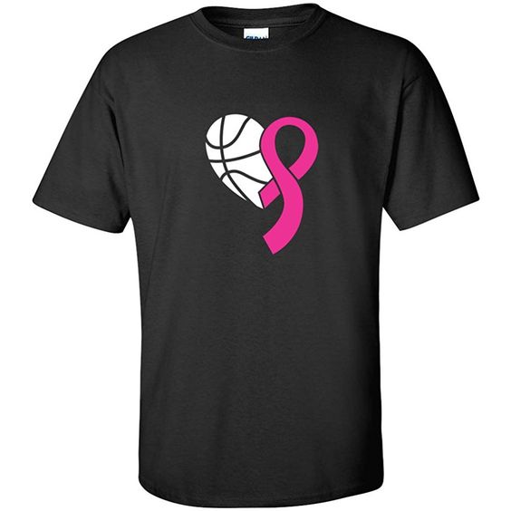 Breast Cancer Basketball Heart Ribbon