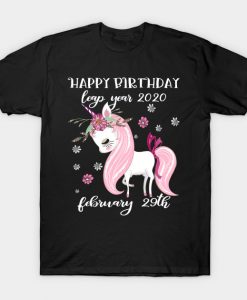 Funny Leap Day Birthday Gift February 29th Leap Year Unicorn T-Shirt AI