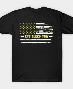 Tow Truck Thin Gold Line American Flag Apparel T-Shirt AI