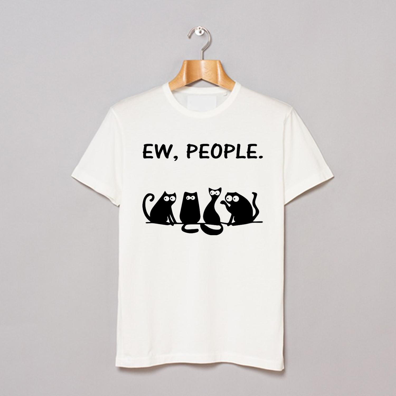 4 Black Cats Ew People T-Shirt AI