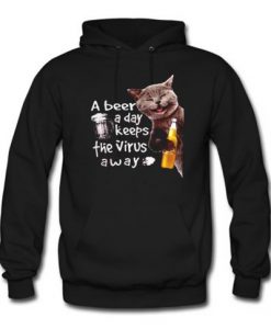 Cat drink corona extra a beer a day keeps the virus away Hoodie KM