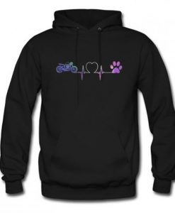Heartbeat Motorcycle and Dog paw Hoodie KM
