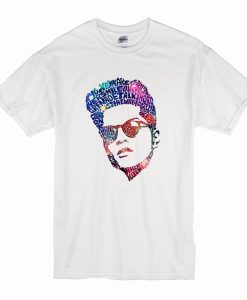 Bruno Mars Face Typography Lyric Famous American Singer T-Shirt AI