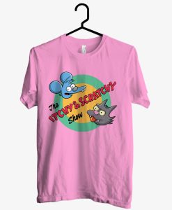 The Itchy And Scratchy Show Light Pink T Shirt AI