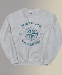 Vintage Navigare Vivere Est Compass Sweatshirt thd